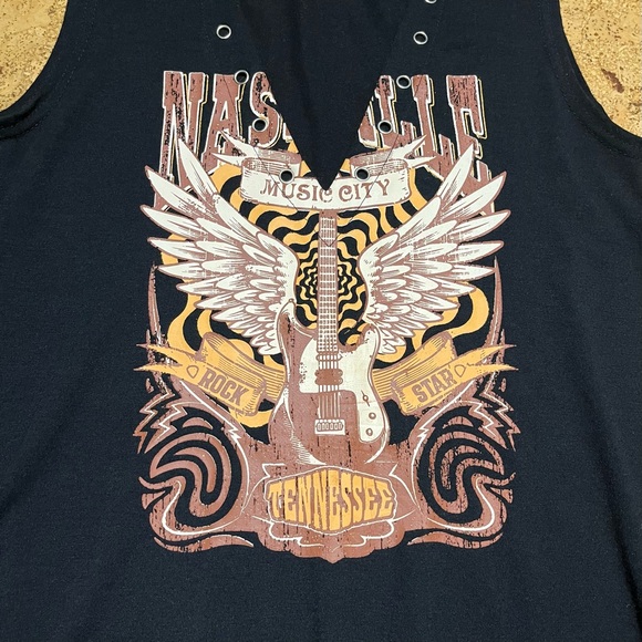 Music City Nashville Tennessee V-neck Sleeveless T-Shirt Sz S - Picture 6 of 10